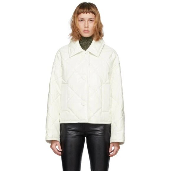 Stand Studio Faux-Leather Jacinda Puffy Jacket Size 34 US 2 XS Womens White $430 - Picture 1 of 15